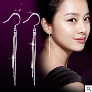 Новое поступление модные длинные серьги-гвоздики с кисточками из стерлингового