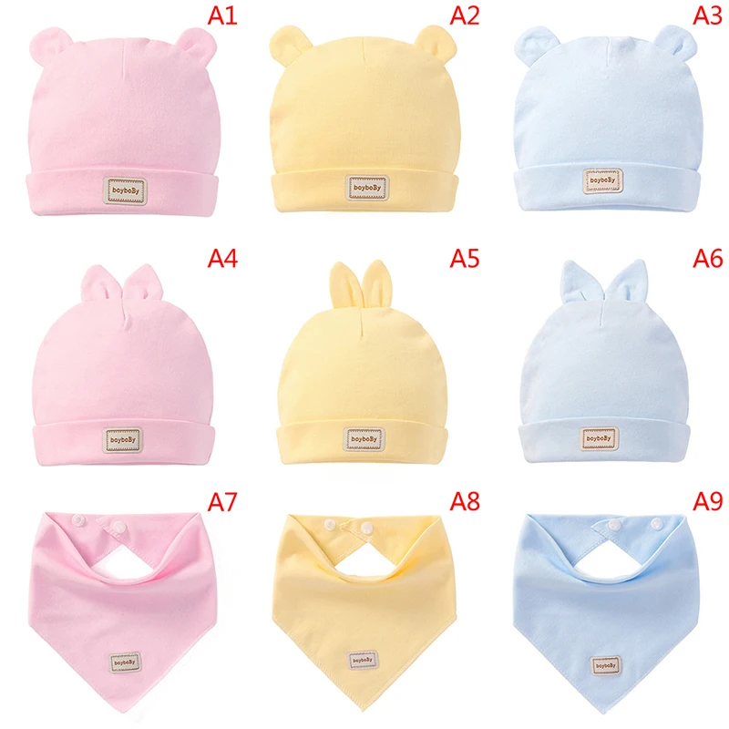 1 шт. хлопковый головной платок детские шапки и с нагрудниками розовый желтый