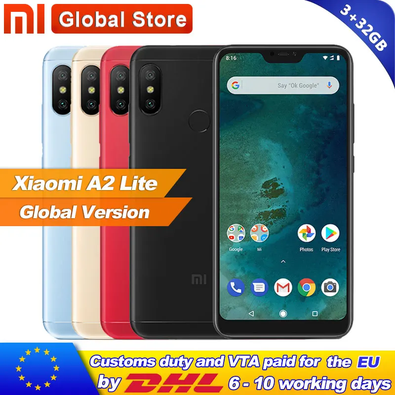 Глобальная версия Xiaomi A2 Lite телефон 3 ГБ 32 Snapdragon 625 Octa Core Smartphoe 5 84 &quot19:9 полный экран
