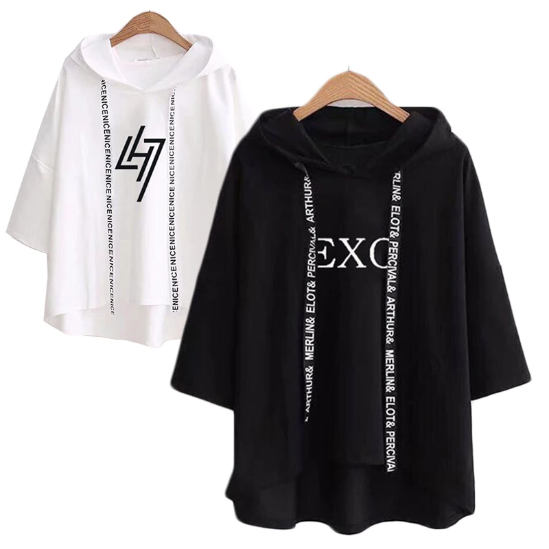 Ulzzang рубашка Kpop EXO Kar Sehun Xiumin Baekhyun Terra хип хоп футболка женская уличная модная Топы