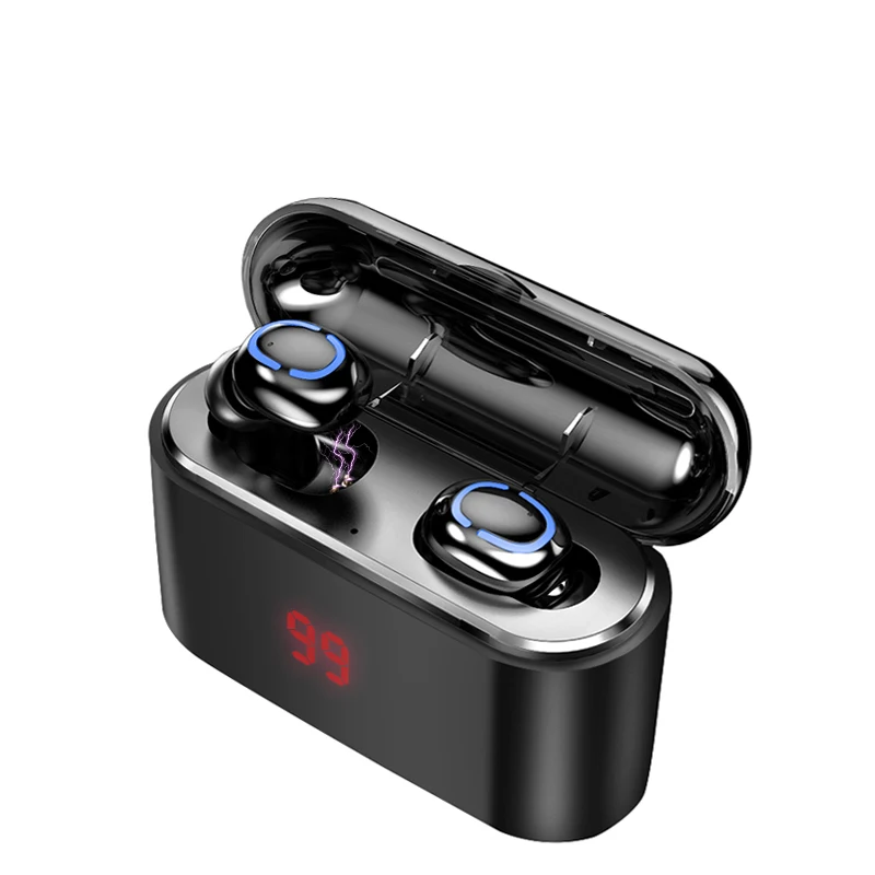 Power display black Настоящие Bluetooth 5,0 наушники HBQ TWS Беспроводные наушники с громкой связью 3D стерео игровая гарнитура с аккумулятором светодиодный цифровой дисплей - Цвет: Power display black