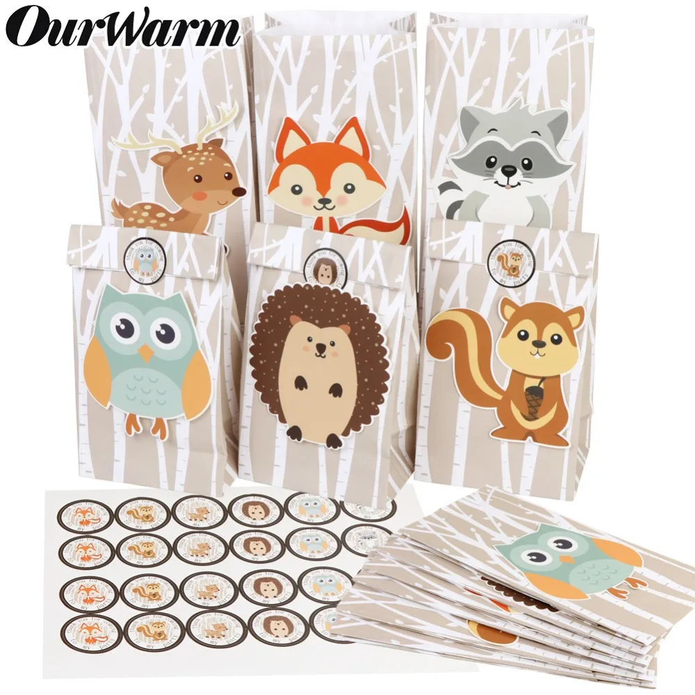

OurWarm 500bags (12pcs/bag) Safari Animals Paper Gift Bag