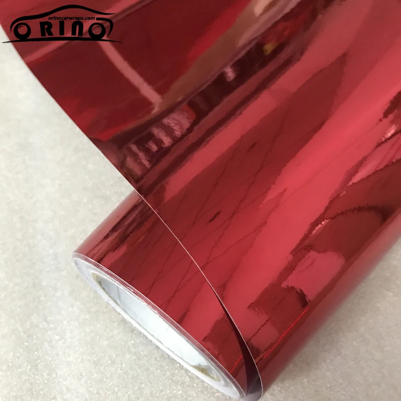 50x300 см клейкая красная хромированная зеркальная виниловая оболочка наклейка для