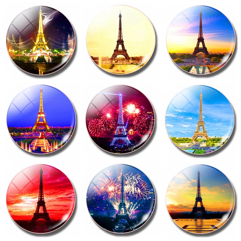 

Love In Paris 30 MM Fridge Magnet Souvenir Eiffel Tower Fireworks Light Glass Dome Magnetic Refrigerator Stickers Home Decor