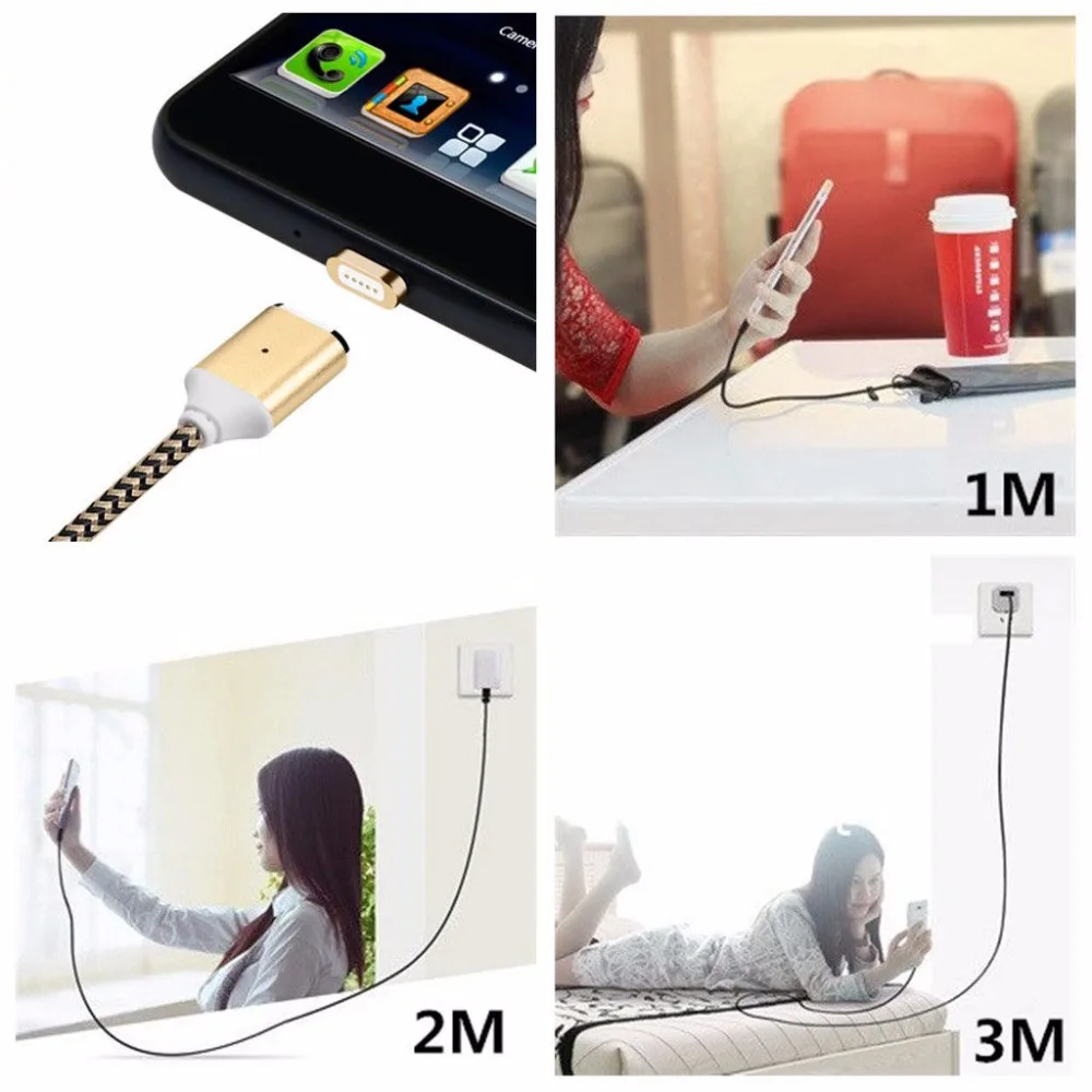 1M 2M 3M Magnetic Micro USB/Type C /IOS Charging Charger Data Cable For iPhone X 5s SE 6 6S 7 8 Plus SamsungS6 S7 S8 S9 | Мобильные