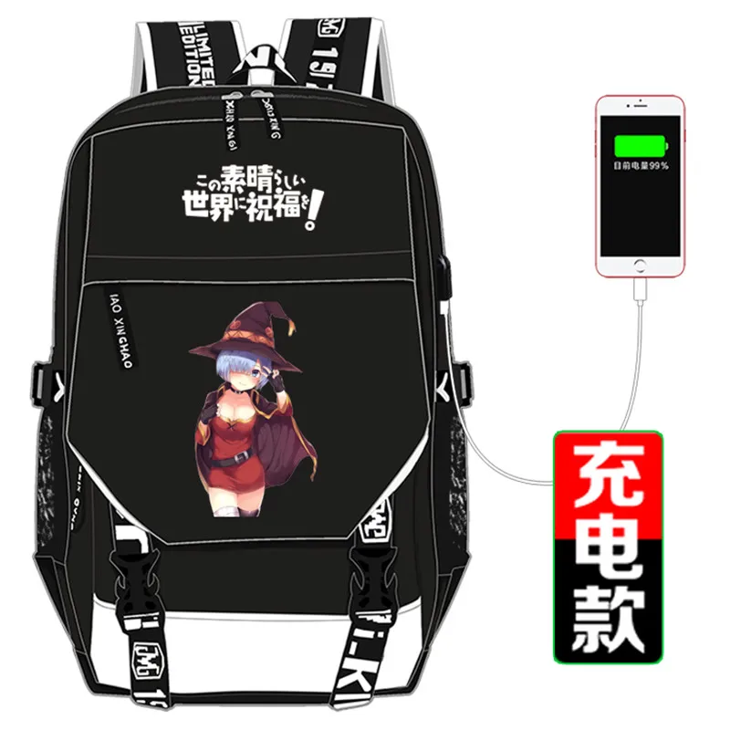 KonoSuba: Божье благословение на этот чудесный мир! Kawaii женский рюкзак Akua Megumin школьные сумки рюкзак Mochila Feminina - Цвет: H