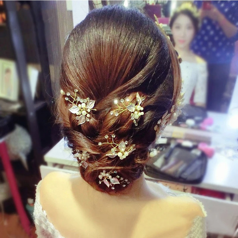 Изящные свадебные прозрачные стразы хрустальные золотые заколки для волос и