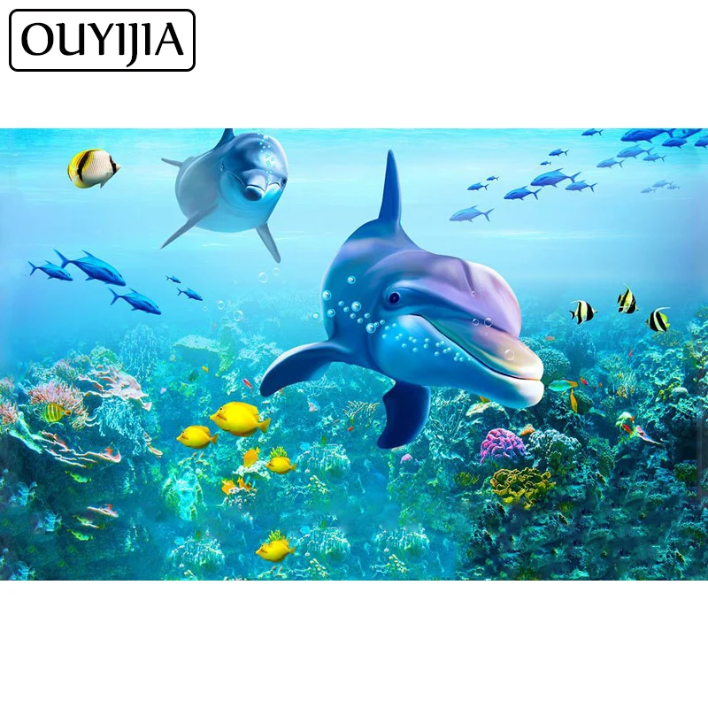 OUYIJIA 5D DIY Дельфин Стразы полная вышивка крестиком Животные алмазная живопись