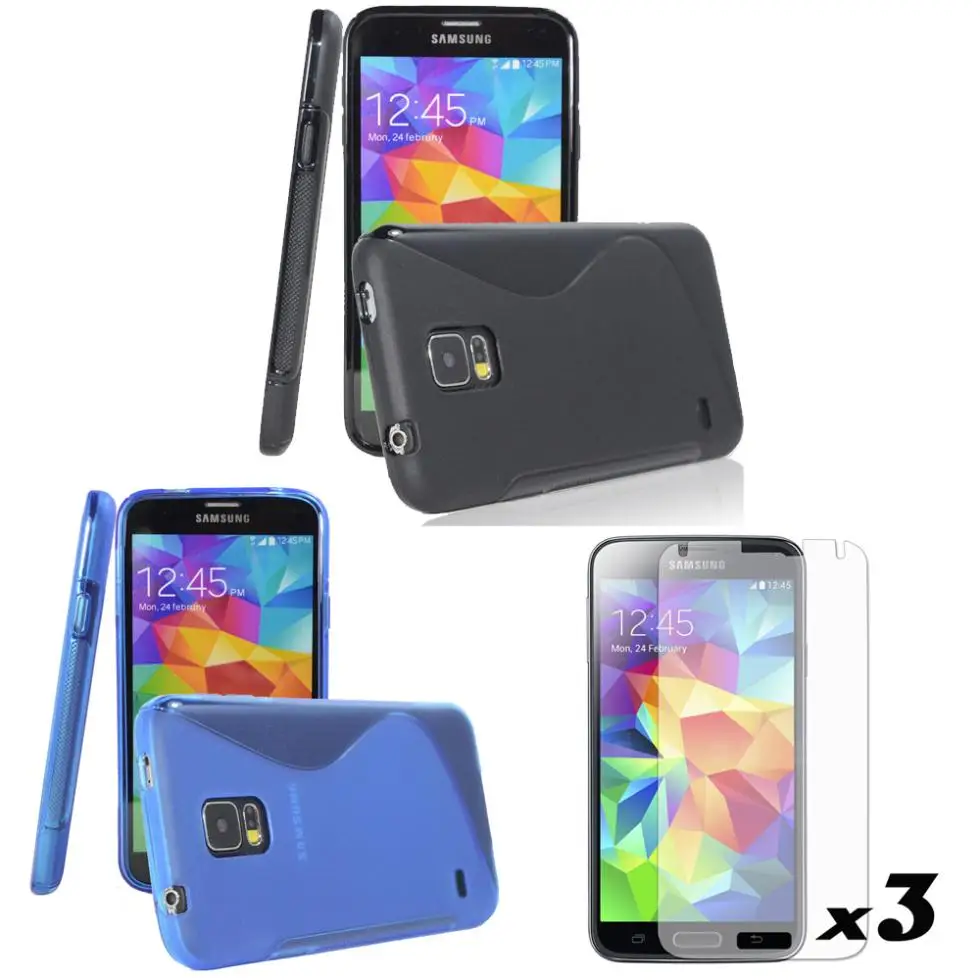 2 x мягкий гелевый ТПУ чехол + Защита экрана для Samsung Galaxy S5 SV I9600 G900|case cover|for samsung galaxytpu