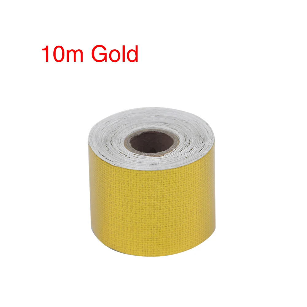 10M Gold ZS заездов 5 см* 5 м/10 м Алюминиевая фольга лента Автомобильная выхлопная труба декоративная лента Серебро Золото тепловой щит обёрточная лента - Цвет: 10M Gold