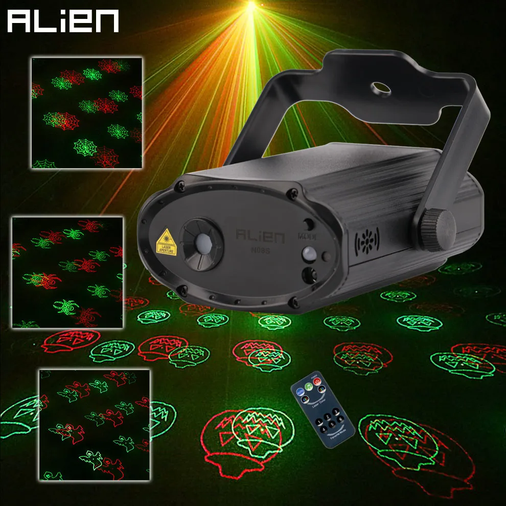 

ALIEN Red Green 12 Patterns Halloween Remote Laser Stage Projector Lighting Effect Christmas Party Holiday Dance DJ Disco Lights
