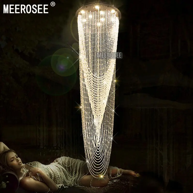 Современный светильник для лестницы потолочный с прозрачными кристаллами