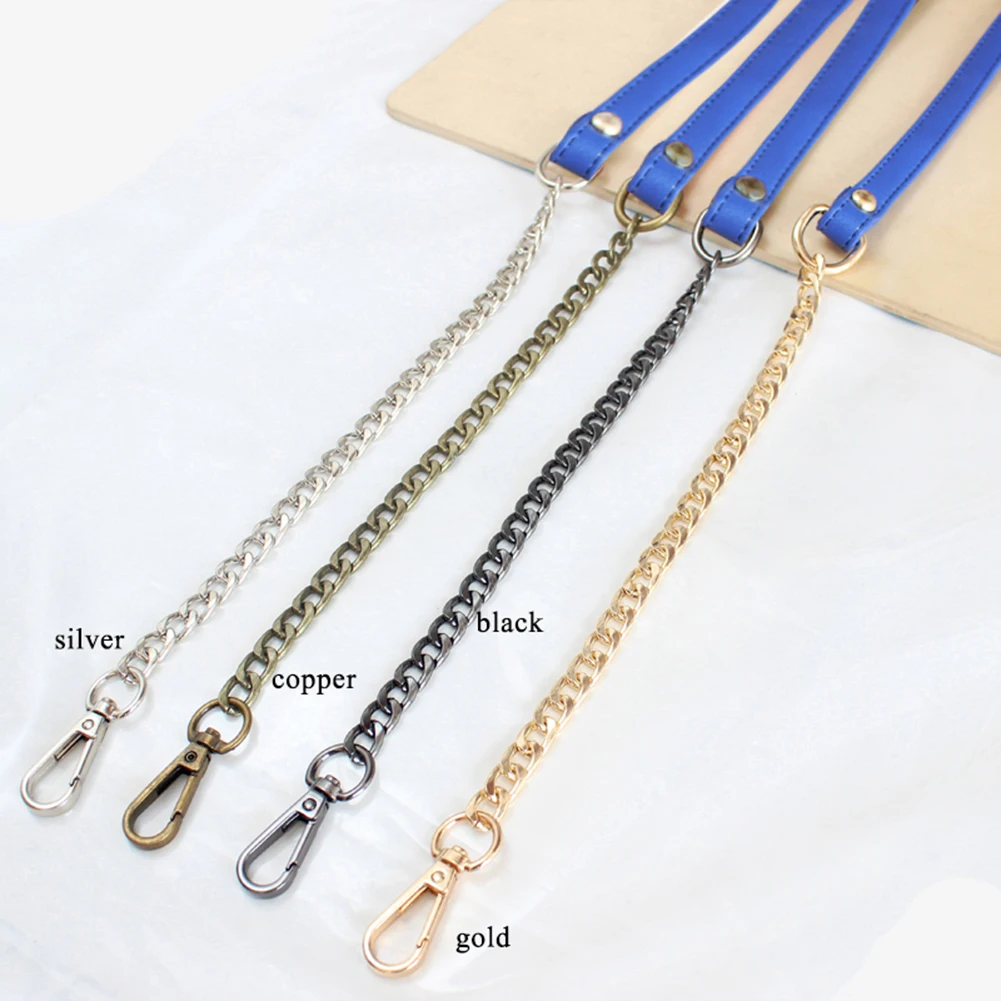 blue black chain 120 см ремни из искусственной кожи с металлической цепочкой для сумки через плечо DIY Замена сумки D пряжка сумка ремень ручки сумки аксессуары - Цвет: blue black chain