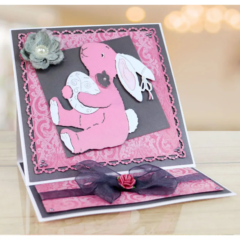 Металлический трафарет для обнимания кролика в форме яйца скрапбукинга альбома