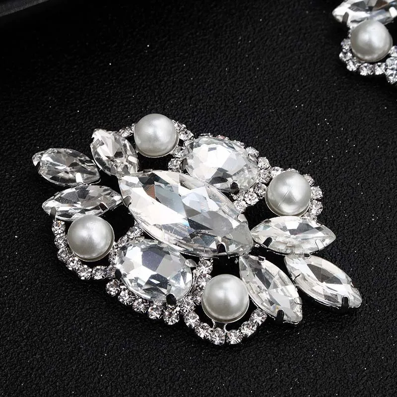 Оригинальная пара обуви зажим для с блестящими кристаллами жемчужный