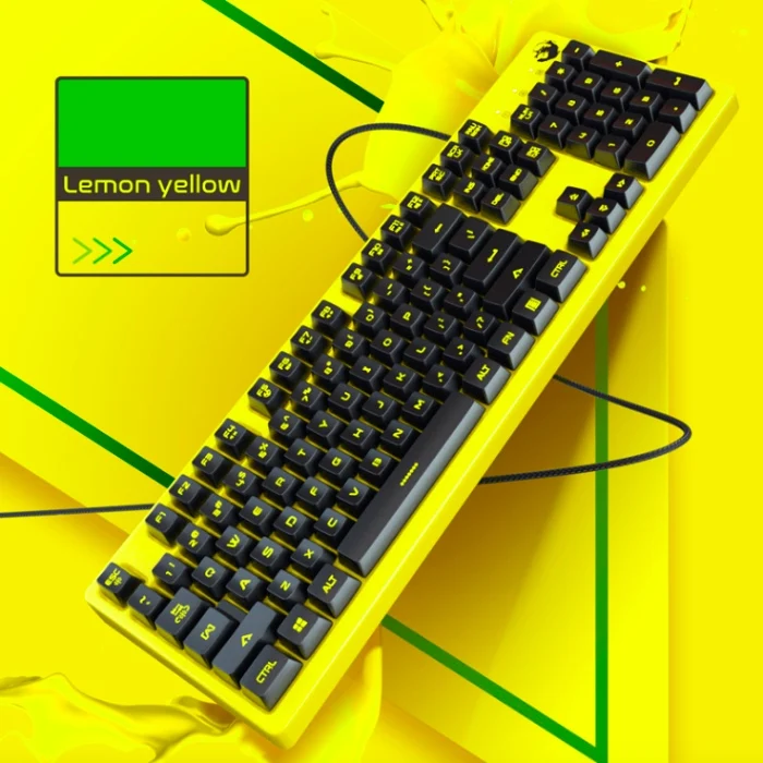 001 Игровая клавиатура 104 Keycaps Водонепроницаемая Бесшумная клавиатура компьютерная геймерская USB Проводная для настольного ноутбука для домашнего офиса - Цвет: 001