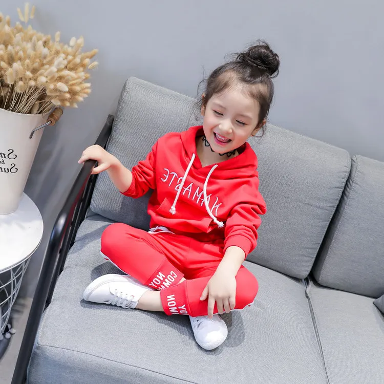Для девочек передайте хлопок 2018 осенний костюм новая весенняя Детская спорт