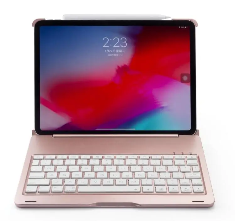 rose gold Беспроводной Bluetooth чехол для клавиатуры для iPad Pro 11 дюймов с цветной светодиодный подсветкой - Цвет: rose gold