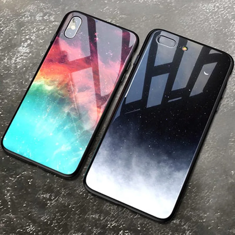 PC + чехол из закаленного стекла для iPhone XS MAX XR с рисунком космической звезды 7 6 S 6s 8