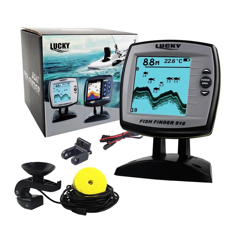 Эхолот рыболокатор Lucky Fish эхолот с датчиком проводной ЖК экраном для