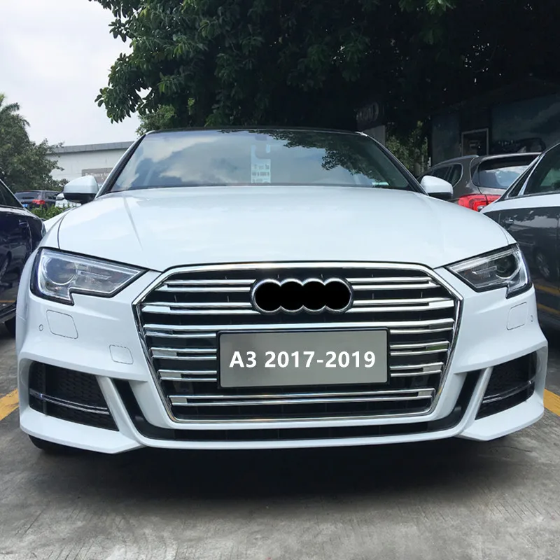 Декоративные полосы на переднюю решетку из нержавеющей стали для Audi A3 8V Sedan Sportback 2013-, Центральная решетка на решетку, накладка, автомобильные наклейки
