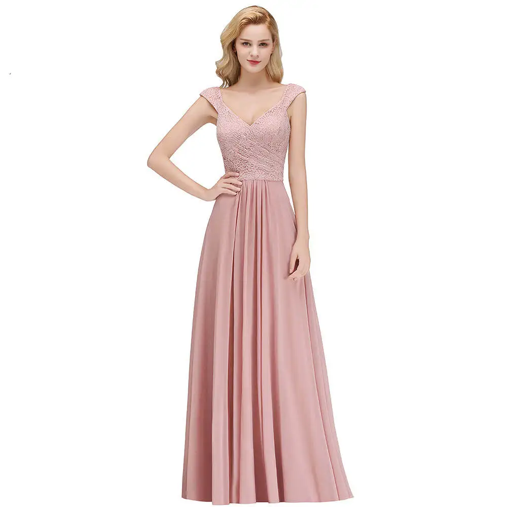 2019 элегантные пыльно-розовые кружевные платья подружек невесты v-образный вырез
