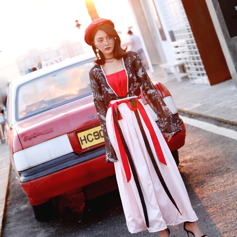 Hanfu женское платье Китайская традиционная модная длинная юбка китайская