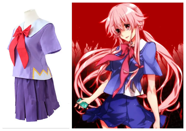 Косплей в стиле манги будущего Дневник платье Gasai Yuno косплей Mirai Nikki 2-й Костюм
