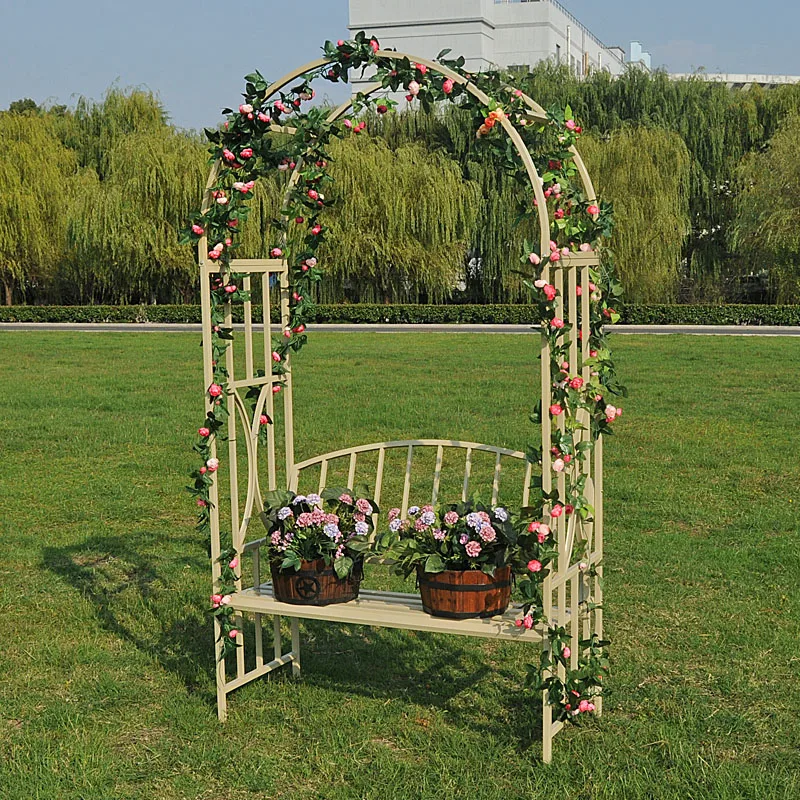 Садовая Цветочная стойка с сиденьем Арка металлическая скалолазание pergola Цветочная стойка железная Арка со скамейкой парк стул