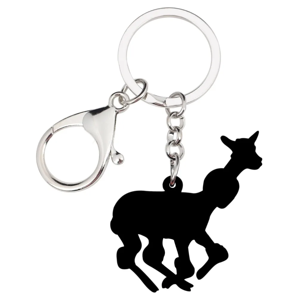 Bonsny Acrylic South America Jumping Alpaca Key Chain Keychain Ring Holder Novelty Animal Jewelry For Women Girls Bag Charms New | Украшения