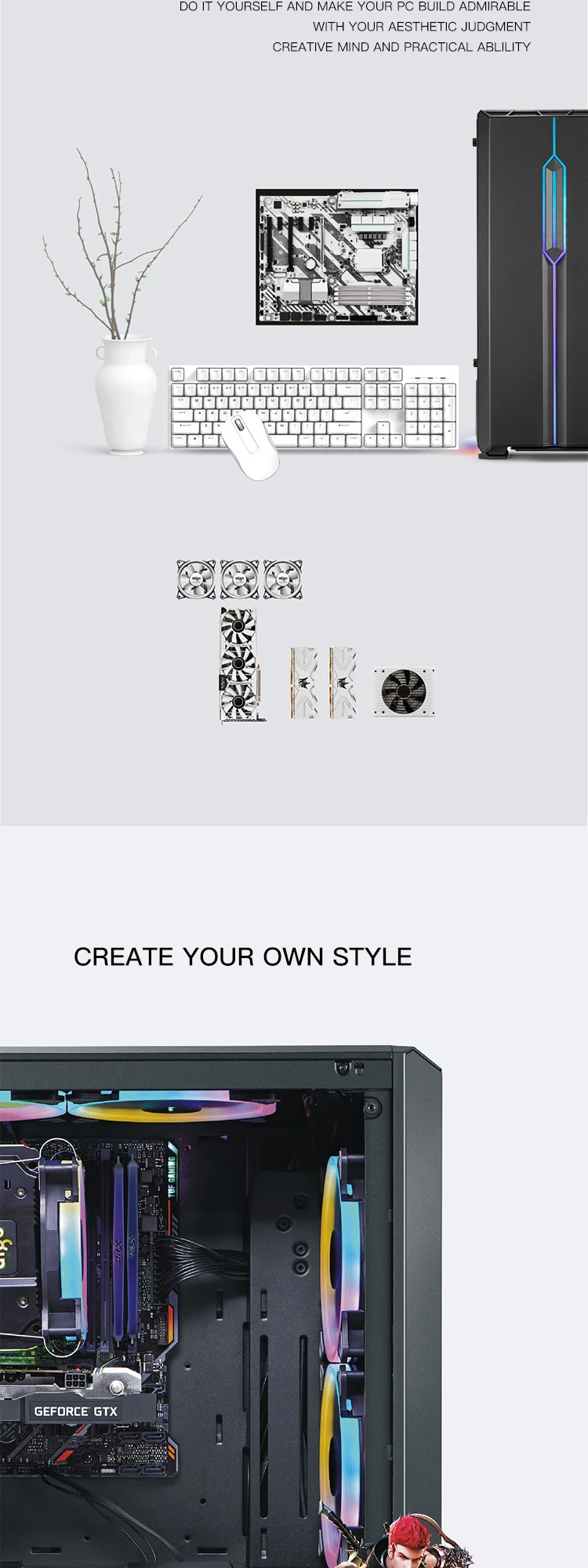 DarkFlash T20 PC компьютерный чехол ATX/Micro ATX RGB светильник полоса прозрачная сторона домашний офис черный игровой компьютерный чехол шасси