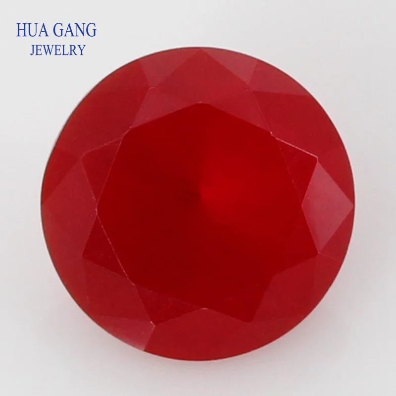 

Red Color Round Shape Frosted Bottom Machine Cut Loose Glass Stones Free Shipping Size 2.0-15mm Synthetic Gems For Jewelry