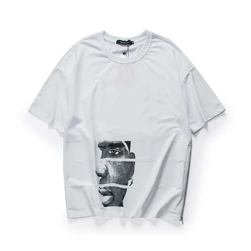 Летний новый Полосатый Молния Футболка Мужчины Классический Рэп Ярусного