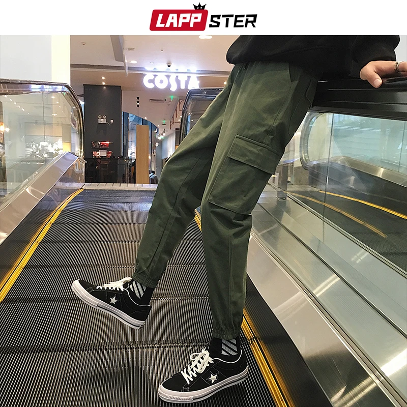 LAPPSTER однотонные уличные спортивные штаны, мужские комбинезоны в стиле хип-хоп, мешковатые спортивные штаны, повседневные модные черные джоггеры, брюки-карго 2XL