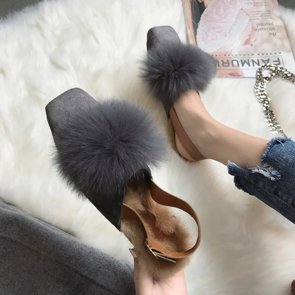 Наружный пушистый мех лоферы с пряжкой плюшевая обувь zapatos mujer коллекция 2019 года