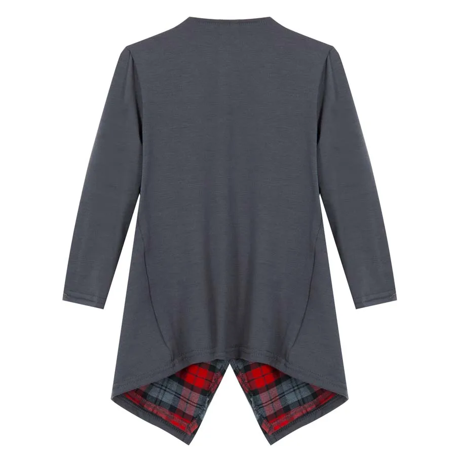 Семейная одежда для мамы и дочки повседневная клетчатая с длинным рукавом