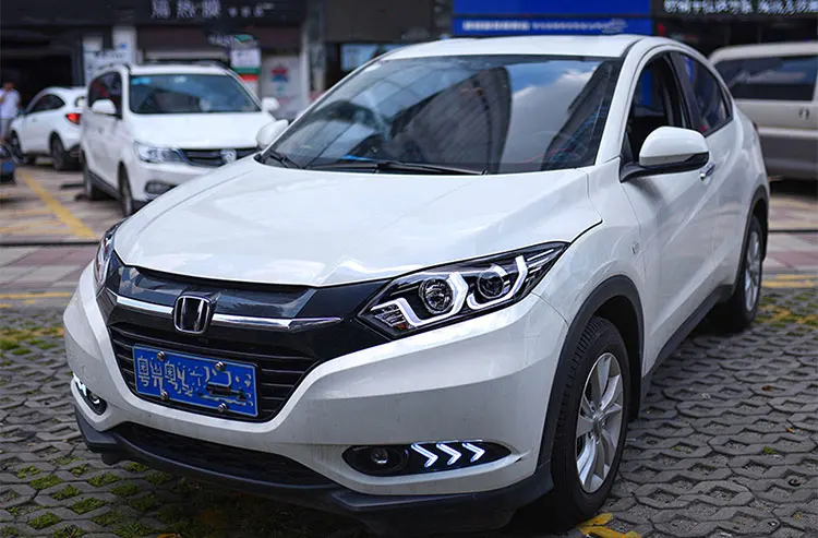 2 шт. светодиодный фары для Honda VEZEL- Автомобильный светодиодный свет двойной ксеноновые линзы автомобильные аксессуары Габаритные огни противотуманный свет