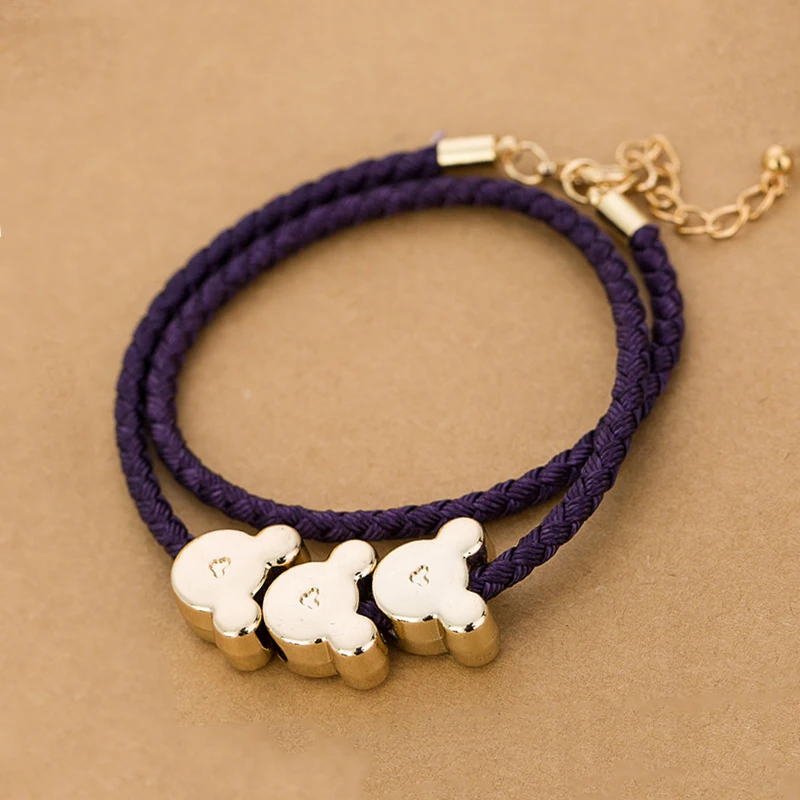 Очаровательные браслеты с рисунком головы медведя для детей женщин золотистого