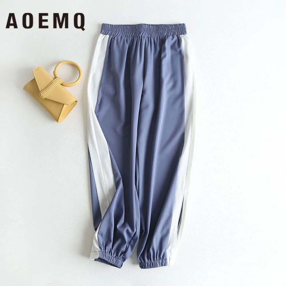 AQEMQ модные штаны с эластичной резинкой спортивные лосины PE летние брюки в полоску