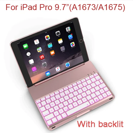 Rose with backlit Witsp@ d роскошный Bluetooth чехол для клавиатуры для iPad Air 2, беспроводная клавиатура для нового iPad, светодиодный подсветка+ алюминиевый корпус - Цвет: Rose with backlit