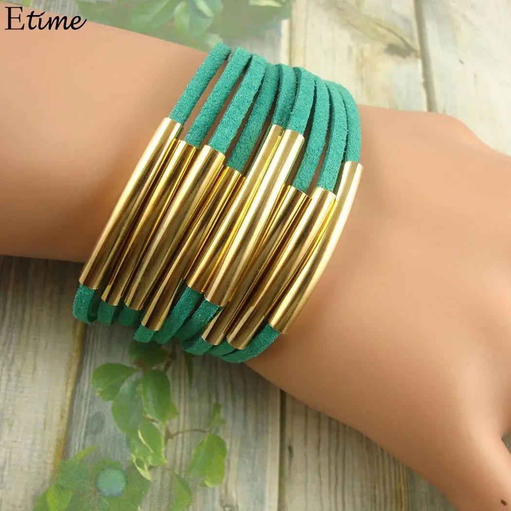 Suede Women Multilayer Men Copper Tube Bracelets Jewelry | Украшения и аксессуары