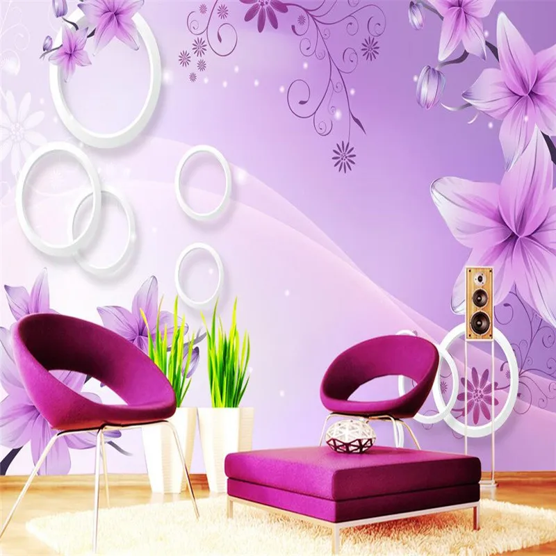 Декор для дома beibehang фиолетовый цветок лилии круг гостиничный фон Современная