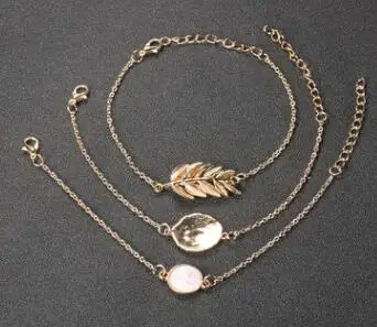 3 шт./компл. золотой лист перо в виде геометрических фигур Кристалл Опал Браслеты