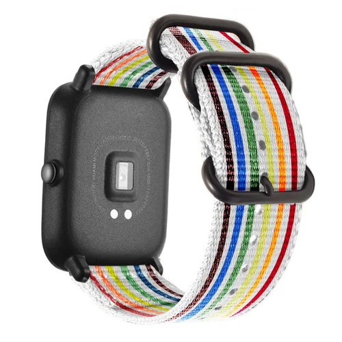 DK нейлоновый ремешок для часов Amazfit ремешок 20 мм для Xiaomi Huami Amazfit Youth Bip Bit Смарт-часы ремешок браслет - Цвет: New rainbow