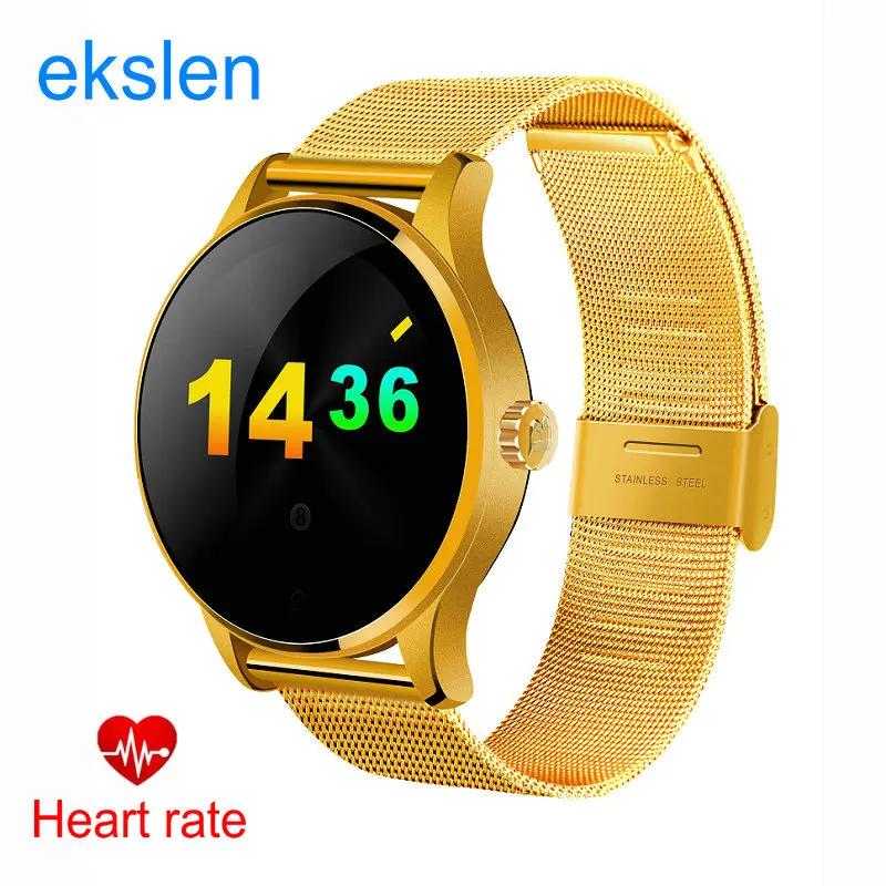 Ekslen K88H Bluetooth умные часы наручные часы MTK2502 монитор сердечного ритма здоровье наручные Whatch часы для Android телефона ios одежда - Цвет: Gold