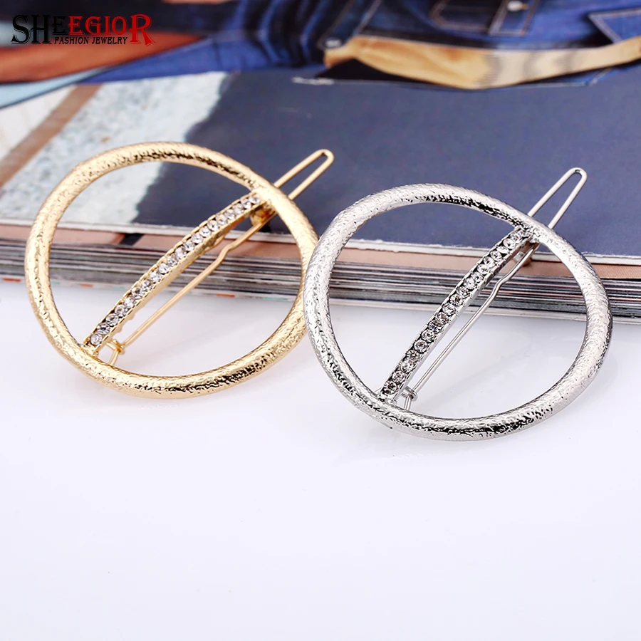 SHEEGIOR Classic Crystal Circular Hairgrips Hair Accessories for Women Gold Silver color Clip Rhinestone Party Jewelry | Украшения и