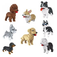 2020 mini building blocks toys pet teddy schnauzer dachshund husky corgi collie dog 3d animal model diamond kids for children