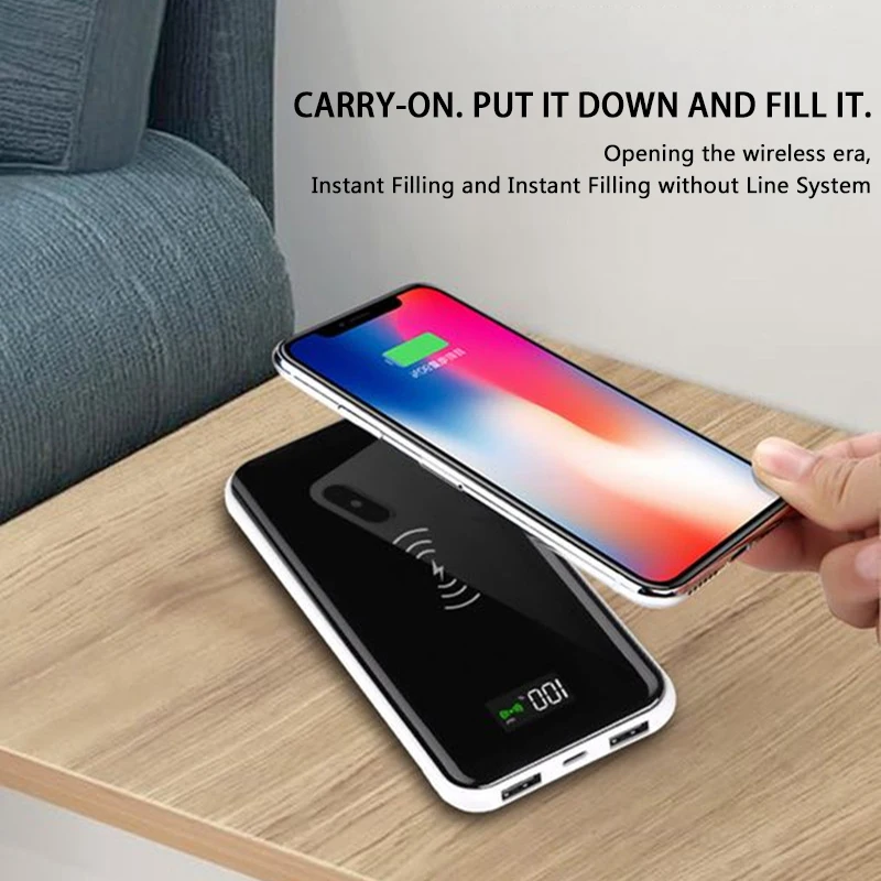 NOHON QI Беспроводное быстрое зарядное устройство с двумя usb-портами для iPhone, samsung, LG, универсальный внешний аккумулятор, 10000 мА/ч, точный дисплей электричества
