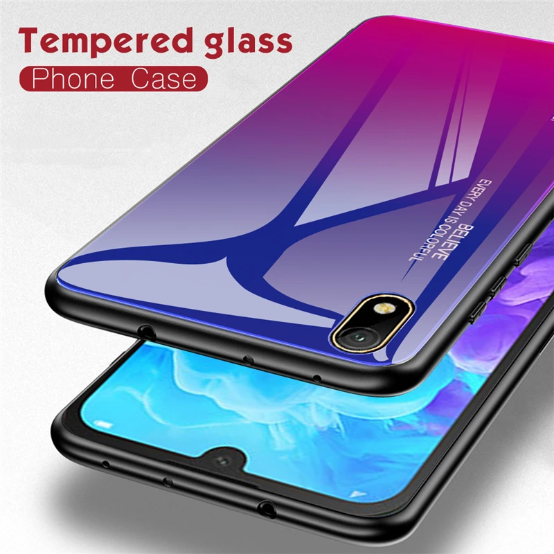 Чехол для Huawei Y5 2019 жесткое закаленное стекло силиконовая рамка роскошная