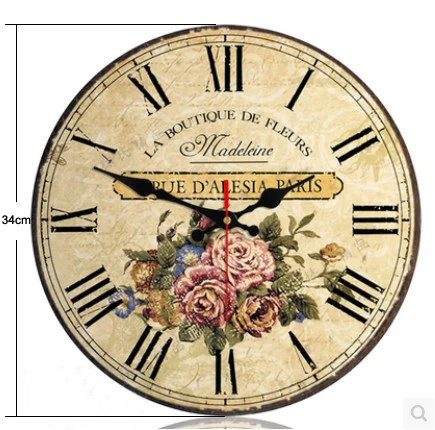 Retro European Digital Quartz Provence flower Mute Wall Clocks Big Sweep Movement Hang classical Wood Home Decor Watch ZB82 | Дом и сад